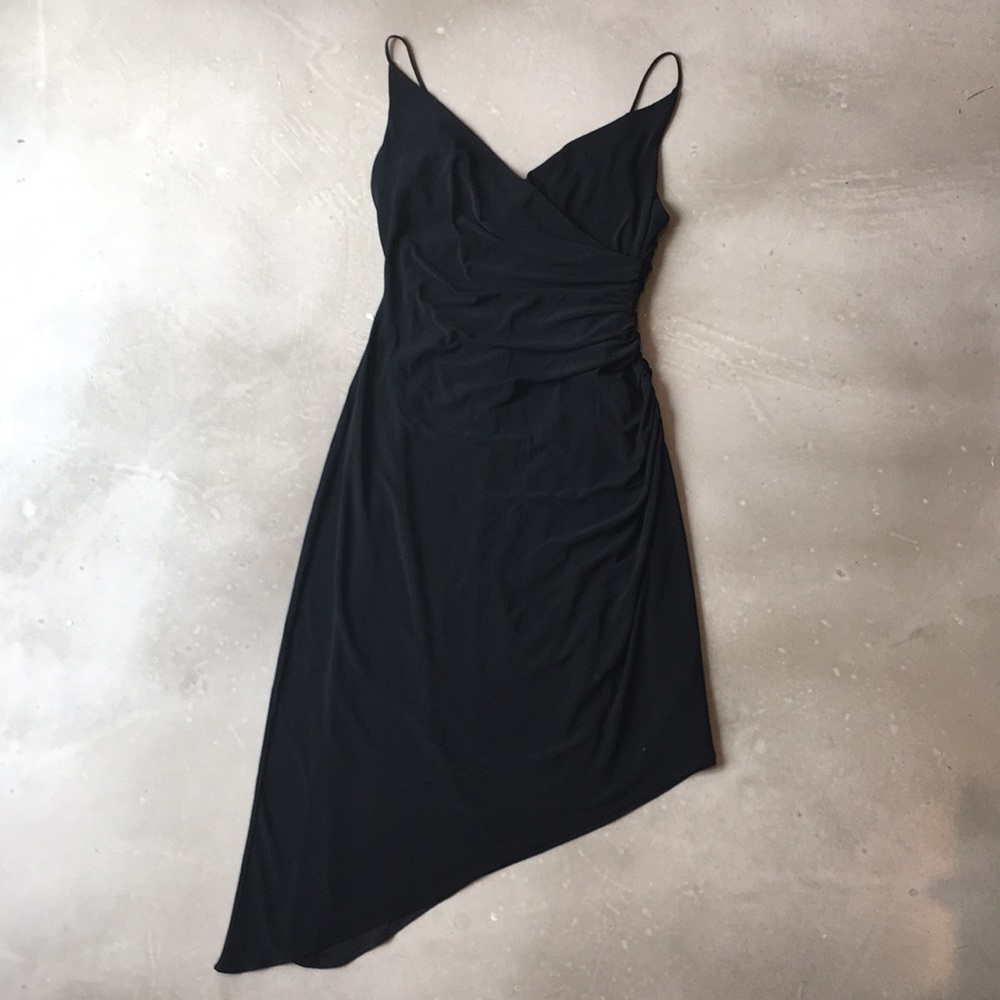 LAUNDRY by SHELLI SEGAL Ruched Black Dress